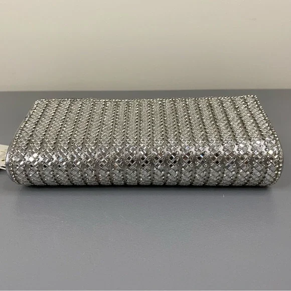 NWT Starlet Hollywood CA Silver Sparkling Stone Clutch Bag Shoulder Purse - Picture 8 of 16